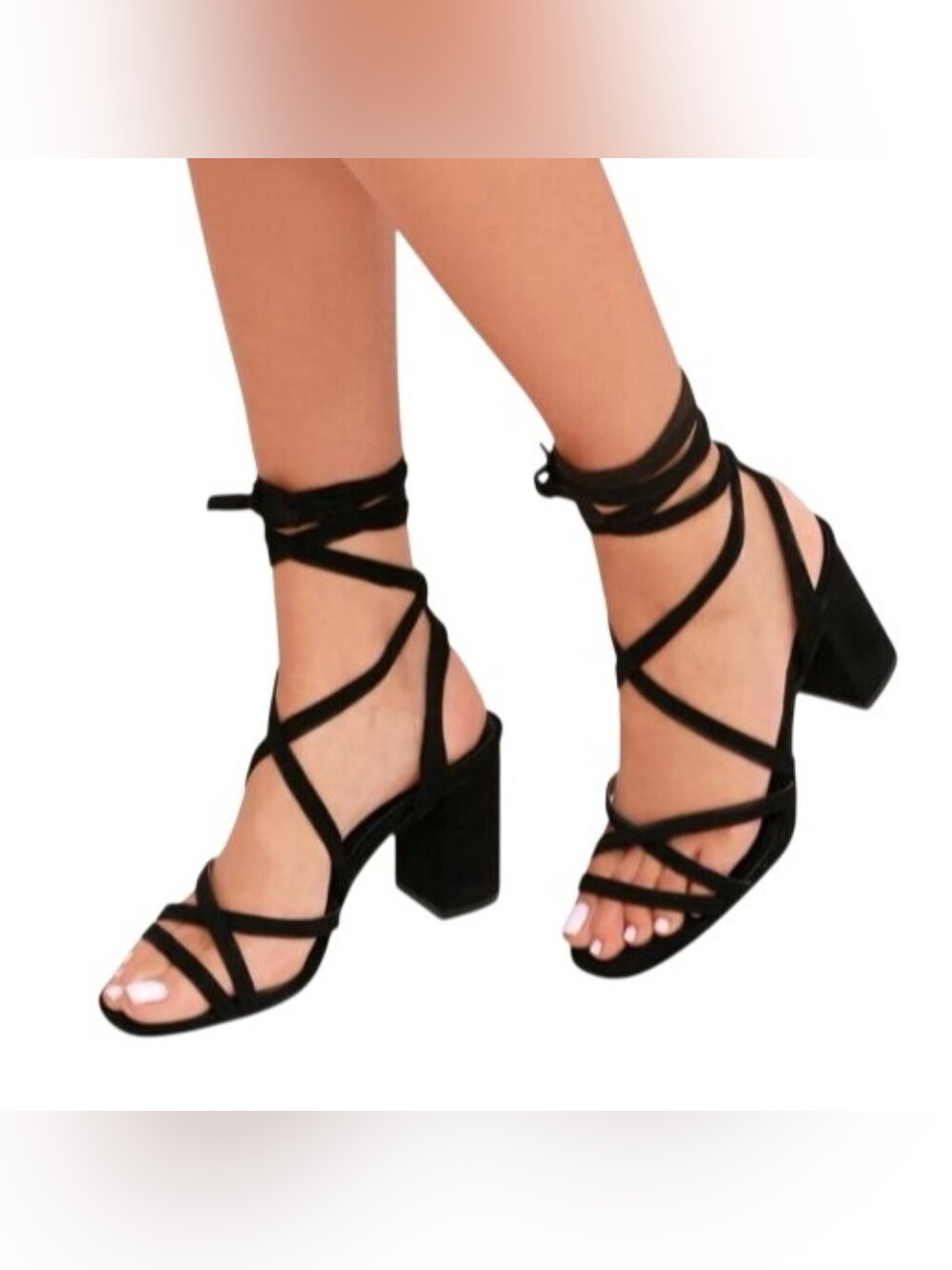 Lulus Ashton Suede Heels Lace Up Sandals Block Womens